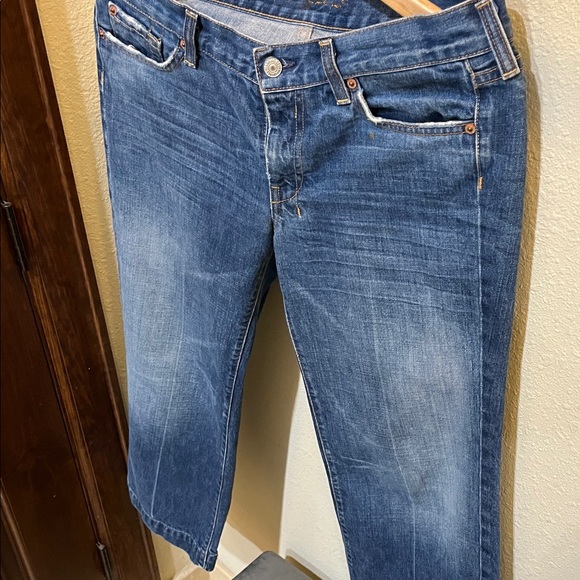 7 For All Mankind Blue Wide Leg Crop Denim - Picture 8 of 13